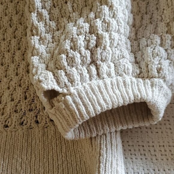 Zara Knit Sz. M Cream Knit Sweater Cardigan - Picture 9 of 11